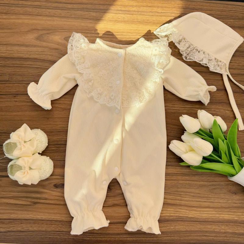  body liền thân Thu Đông cho bé gái sơ sinh từ 3-11kg - BODY LIỀN THÂN KEM  Made by Hằng 