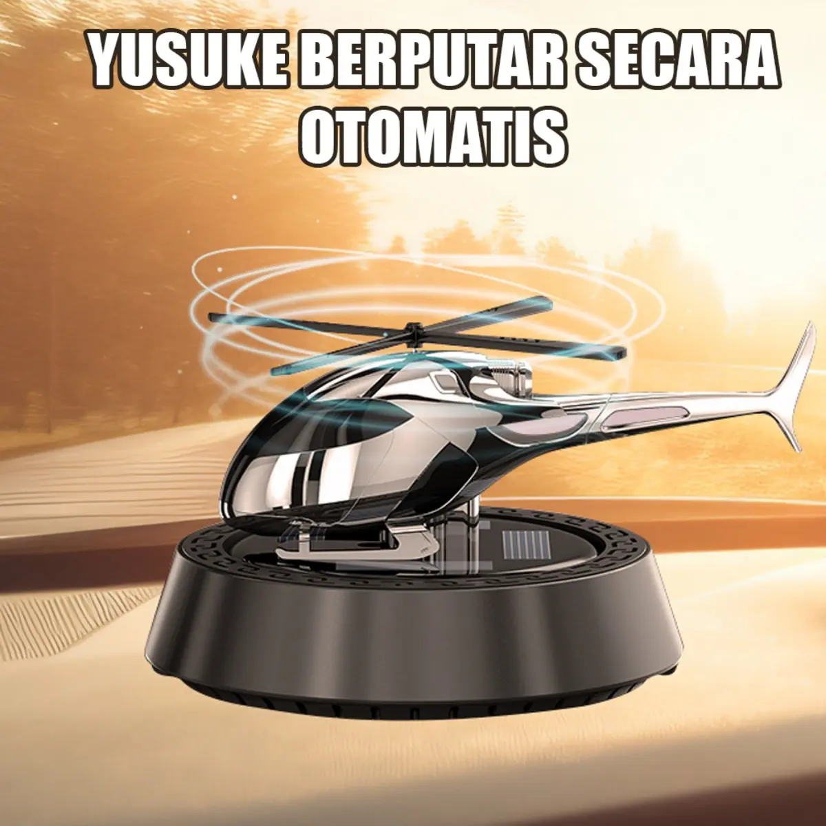Parfum Mobil Pajangan Motif Helikopter Tenaga Surya - Hiasan Parfum Mobil Emas, Aksesoris Interior Mobil Unik dan Wangi Car Kendaraan Logam