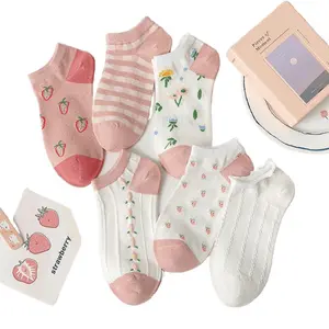 [COD] GD P189 Kaos Kaki Wanita Motif Stroberi Bunga Gaya Korea Kaus Kaki Pendek Semata Kaki Wanita Dewasa