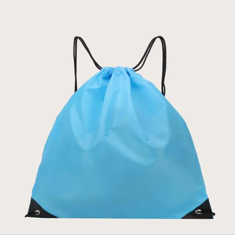 Simple Plain Drawstring Backpack, Casual Nylon Waterproof Sports Book Bag for Travel Fitness Swimming Work Business Trip, Unisex Beach Bag, School Supplies, Gym Bag 3