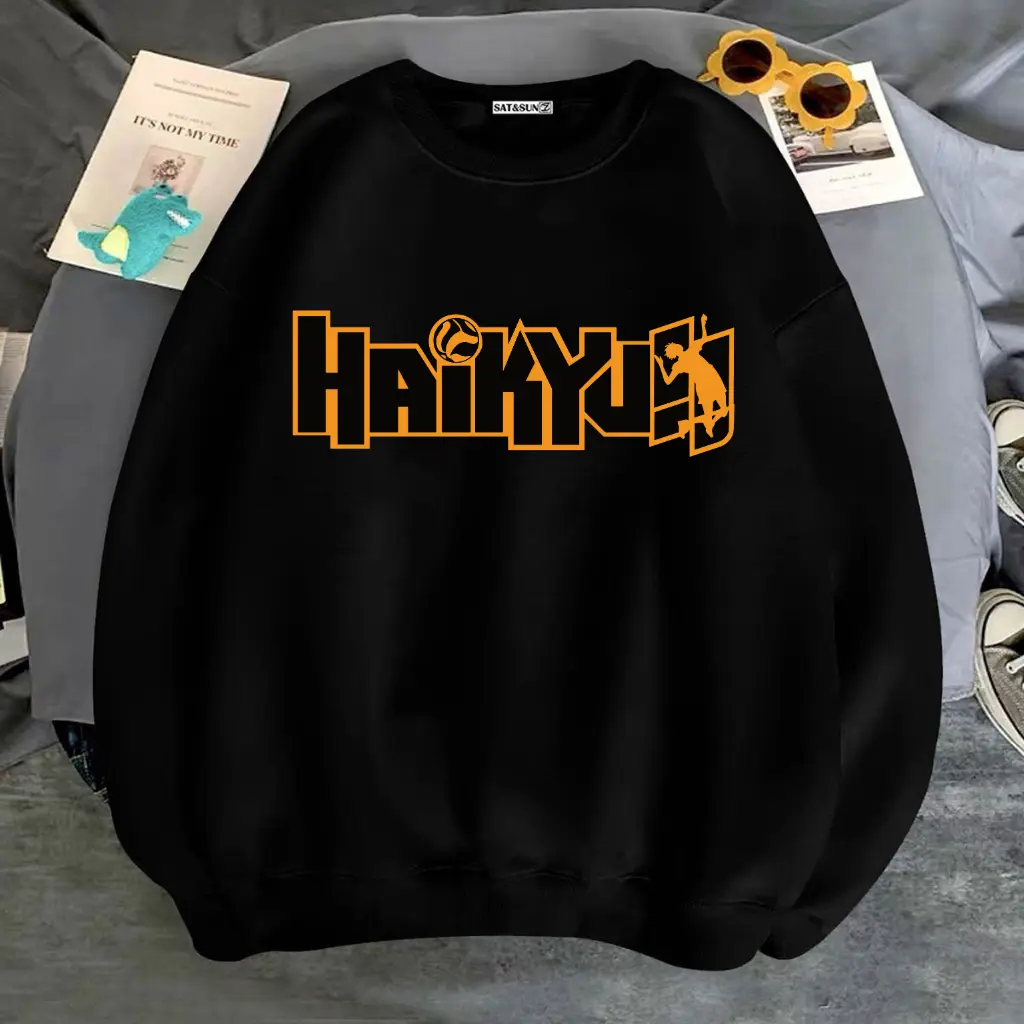 ÁO SWEATER NỈ UNISEX IN HAIKYUN ÁO NỈ KHÔNG NÓN FORM RỘNG NAM NỮ NHIỀU MÀU Menswear Tay Dài Cổ Tròn Hoodie