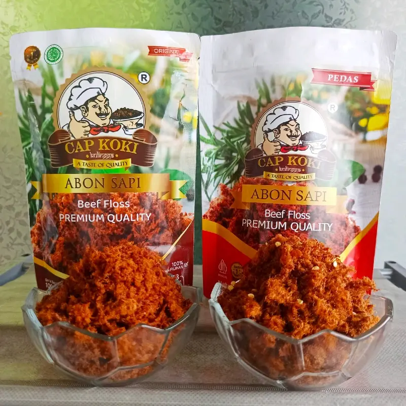 Abon Sapi Premium Beef Floss Kemasan Standing Pouch 100 Gram Crispy Crunchy Enak Original Pedas Food 2