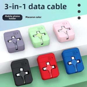ขาตั้งเก็บของ สไตล์มาการูน สายดาต้า 3-in-1 แบบยืดหดได้ เข้ากันได้กับ Huawei Type-C สายชาร์จแบบหนึ่งถึงสาม มีขายส่ง，เคสโทรศัพท์ iphone 15