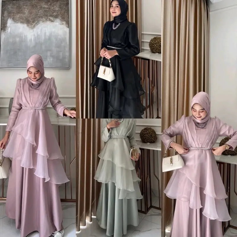 Aurelie dres Organza/ Gaun pesta/ Dress Pesta / Dress Organza Muslim Formal Wanita Gamis Santai 0