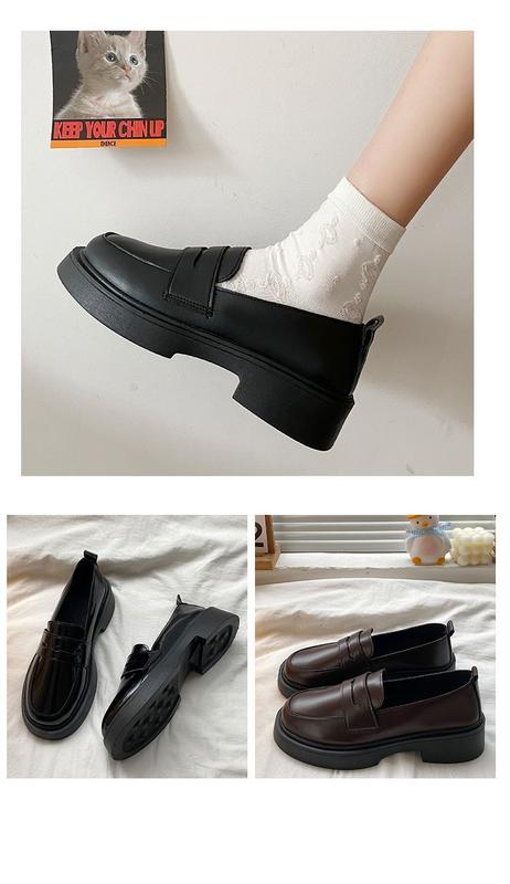 Product Introduction of Black Soft Girl Leather Shoes Women's British Style 2023 Autumn New All-Match Flat Japanese JK Uniform Flat Pumps 6