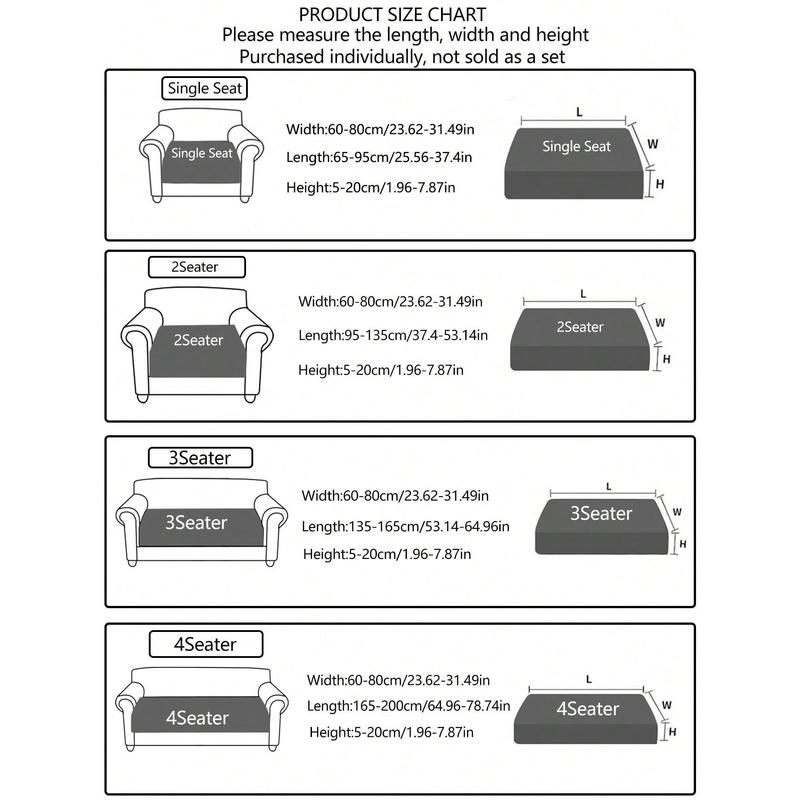 1pc Stretchable Sofa Cover, Anti-Slip & Waterproof, Thickened All Season Sofa Seat Cushion Cover, Machine Washable, Pet-Friendly, Suitable For Bedroom, Office, Living Room, L-Shape Sofa & 1/2/3/4 Seats 1