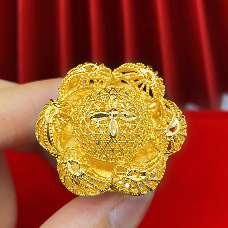 Product Introduction of Nhẫn Hoa Cô Dâu, Renevo Ainid Châu Phi Dubai, Nhẫn Đồng Mạ Vàng 24K Nigeria, Trang Sức Cưới Nữ 3