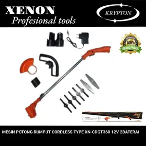 mesin potong rumput cordless 12v 2 baterai type CDGT-360 XENON kayla tools
