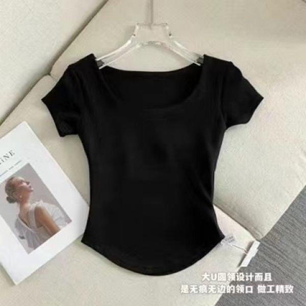 Product Introduction of Áo Ngắn Dáng Ôm Phong Cách Hàn Quốc, Có Đệm Ngực, Cổ Vuông, Áo Thun Vai Thông Thường Dành Cho Nữ, ngắn Tay, Thiết Kế Đẹp Mùa Hè, Độc Đáo, Thích Hợp Để Đặt Hàng Trong Vòng Một Tuần, Niche 12