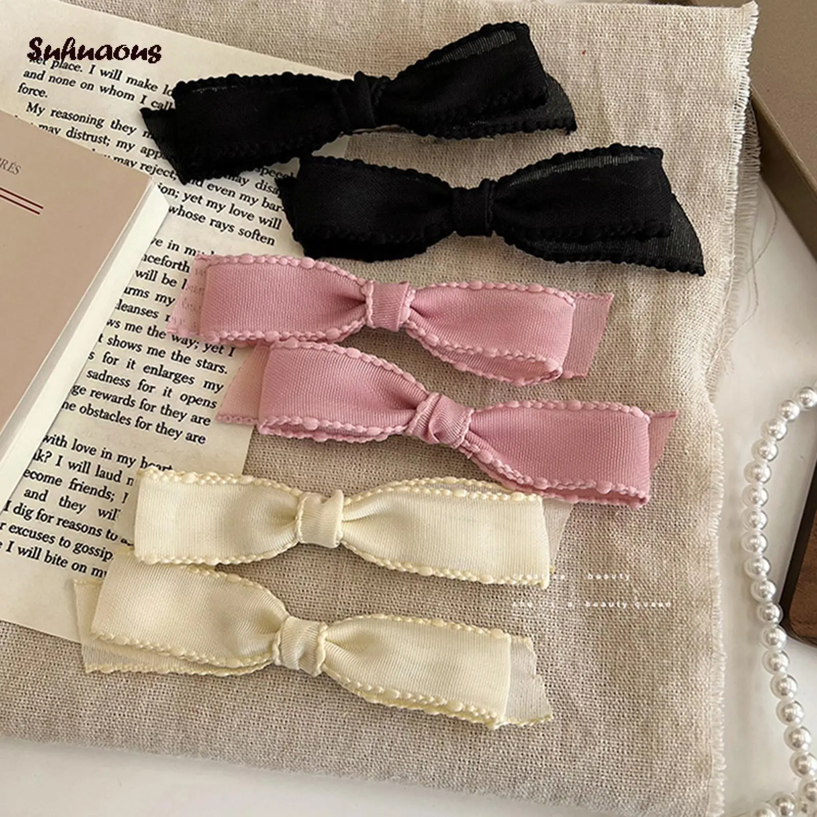 Women Mesh Bowknot Hair Clips Fashion Girls Hairpin Cute Side Barrettes Hair Accessories