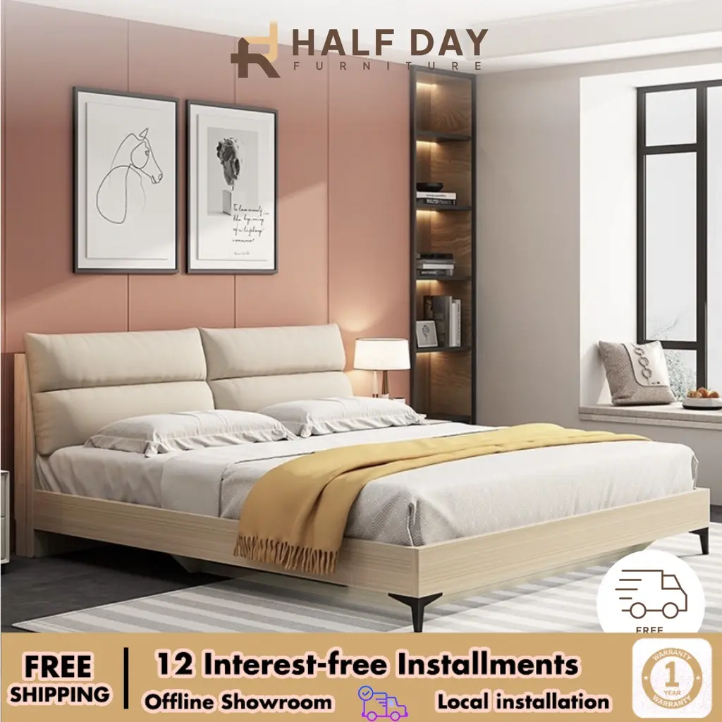 Modern Minimalist Detachable Simple Soft Frame Large-capacity Double Panel Storage Bed
