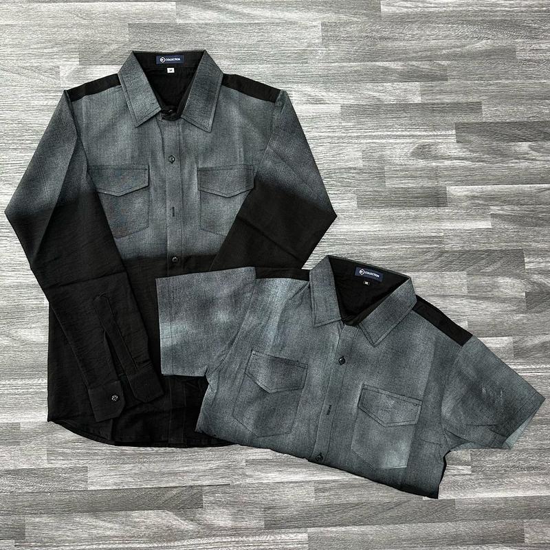 Áo somi nam nữ loang đen màu mẫu mới ngắn tay, dài tay Menswear Sơ Mi Shirt Có Cổ