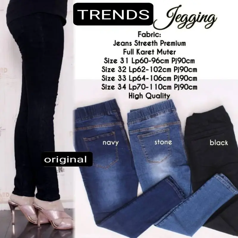 PROMO TikTok-celana jeans wanita-jeans wanita pinggang karet