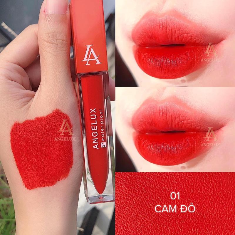 Son Kem Lì ANGELUX Công nghệ Màng Khóa không lem và lâu trôi MÀU CAM ĐỎ