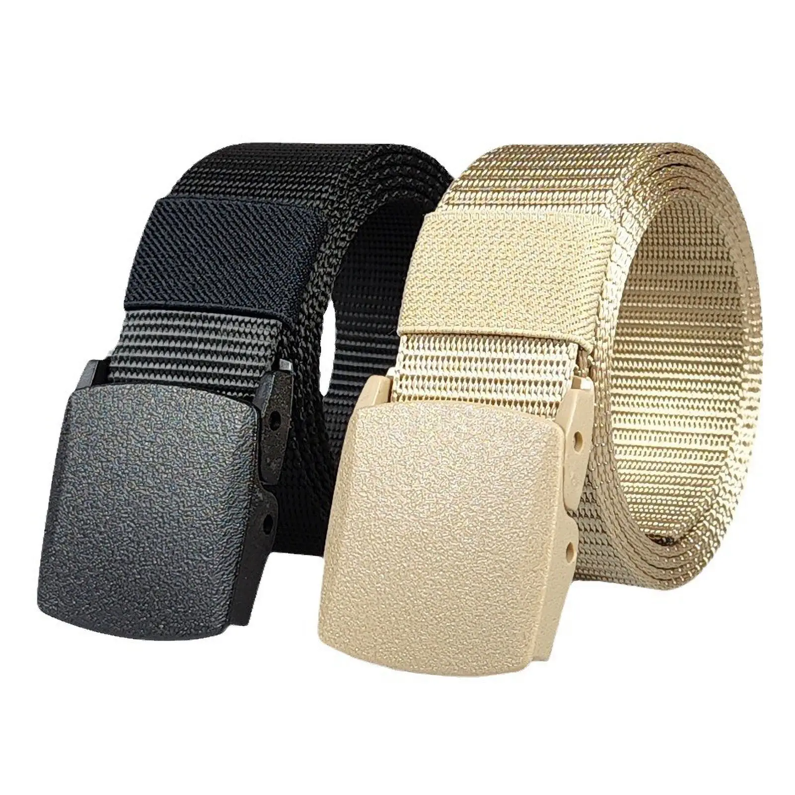 Menyuya-Metal-free Nylon Belt Men Weaving Strap Holeless Adjustable Design Waistband Hiking Running Firefighter Belt Costume Accessories