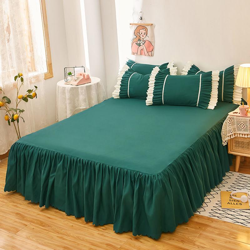 Vỏ bảo vệ giường, phong cách Hàn Quốc, một mảnh, phong cách công chúa, vỏ ga trải giường, ga trải giường chống trượt, ga trải giường màu Trơn 6
