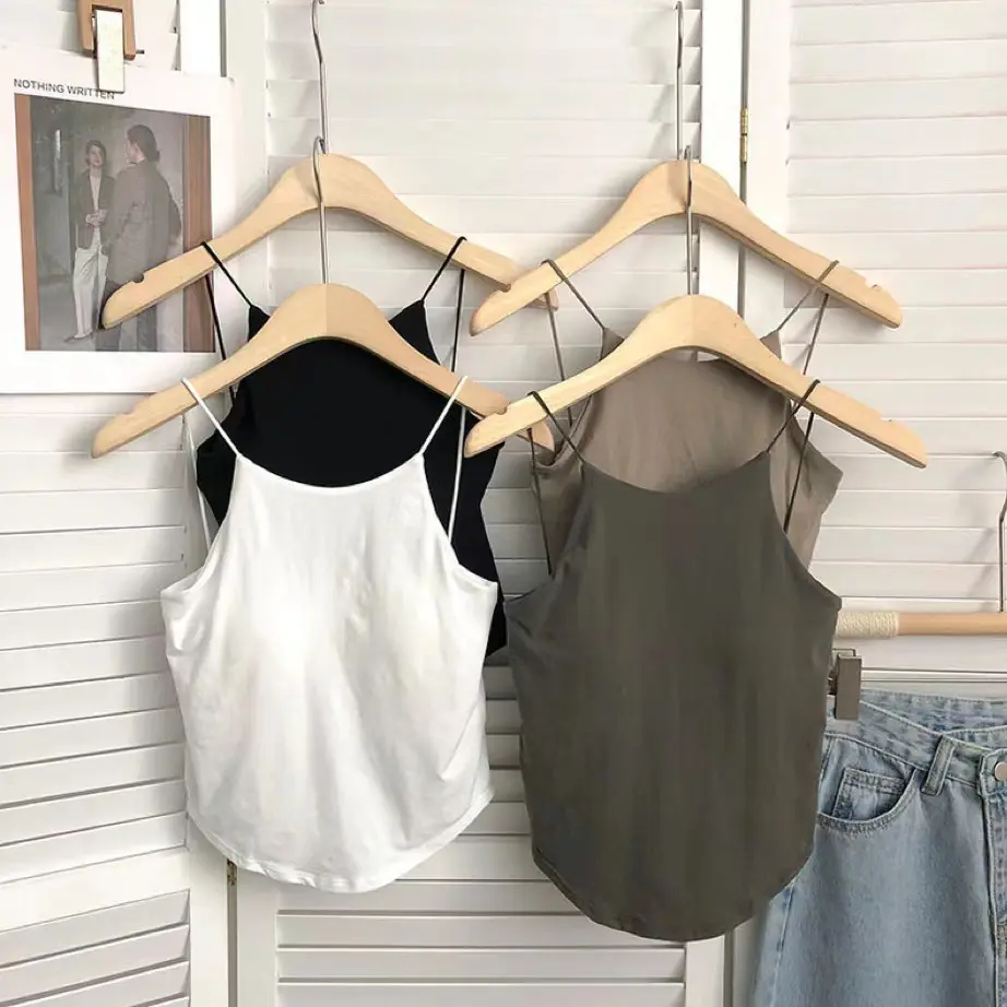 Sleeveless Short Fixed Cup Camisole Unique Solid Color Beautiful Back Wrap Chest Integrated Wireless Comfortable Wearable Tube Top