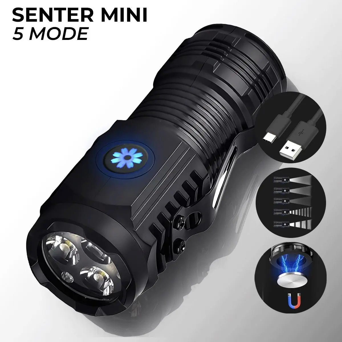 Senter Mini Terang Memiliki 5 Mode Cahaya Terang Senter Multifungsi ...