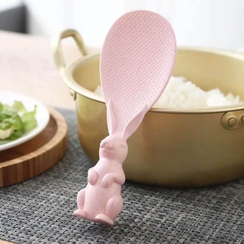 Thìa Muỗng Vá Xới Cơm Chống Dính Hình THỎ ngọċ xᶖnh Dể Thương Chất Liệu Cao Cấp Nhựa Lúa Mạch ssr 4