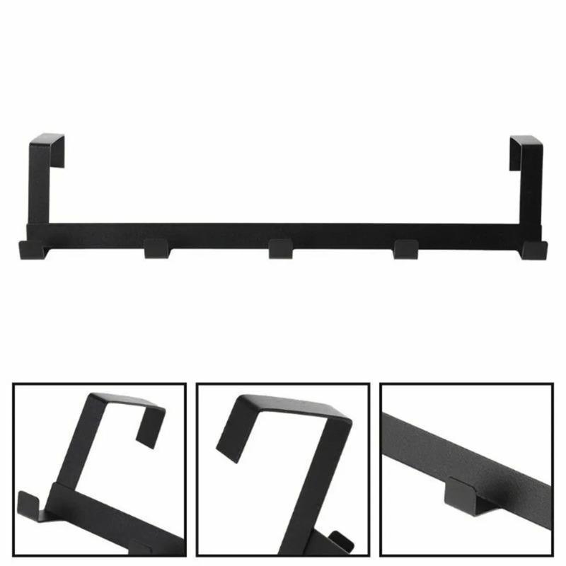 Product Introduction of No Punching 5 Hooks Door Rear Hook Wrought Iron Clothes Bag Hanger Hat Sundries Storage Rack Hanger Home Bathroom Organizer 15