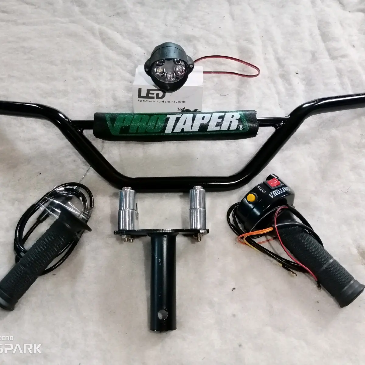 paketan 4in1 stang trail.adavtor stang.gasspontan 2 tombol.lampu led sorot