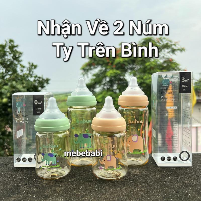 bình sữa babuu PPSU cổ rông cho bé từ 0m+ dung tích 170ml-270ml