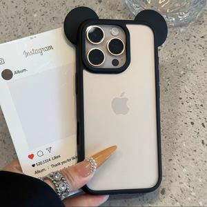 Ốp Điện Thoại Tương Thích Với Tai Mickey Dễ Thương, Trong Suốt, Mới HA118-02, Cho iPhone 16promax, 15 / 14pro, 13 / 12