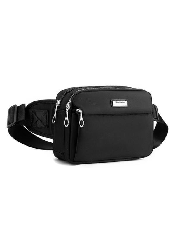 Women's Fashionable Letters Patched Fanny Pack, Casual Solid Color Zipper Chest Bag for Daily Used, Multi-layer Zipper Fanny Pack 3