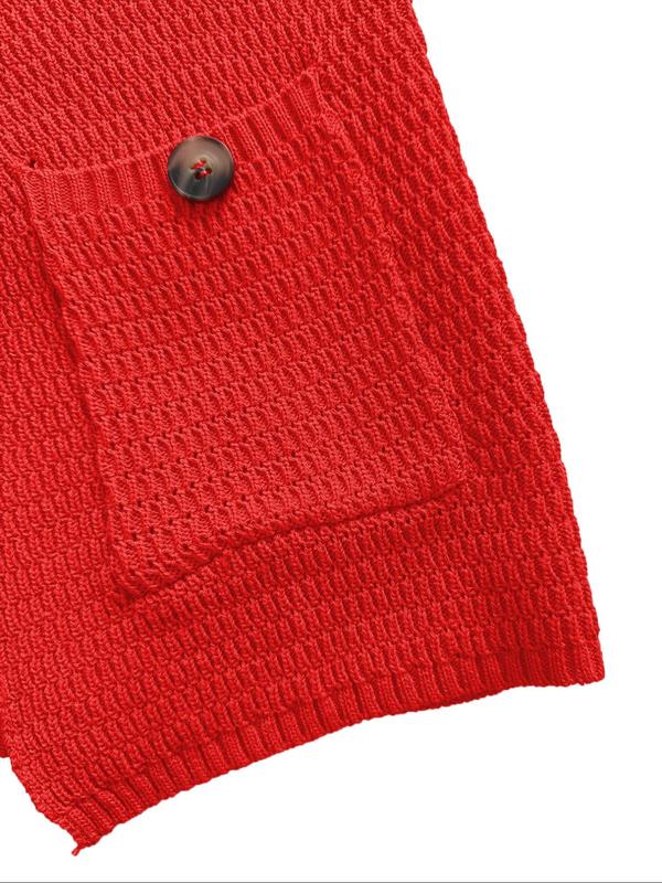 Women's Plain Button Pocket Vest Jacket, Casual Sleeveless Round Neck Knit Top for Summer, Ladies Clothes for Daily Wear 8