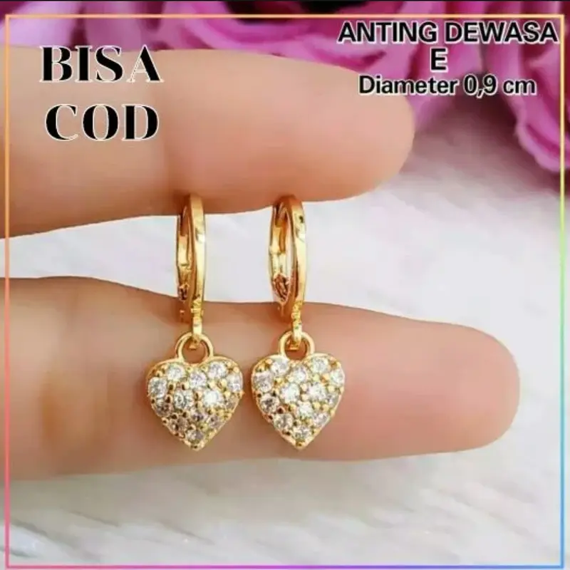 harga promosi Anting Titanium Asli Ori Anti Karat asli impor Lapis Emas 24k Gold Perhiasan Pashion Wanita Terlaris Gelang Amethyst 4