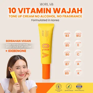 MORLAB V10 VITAMIN TONE UP CREAM WITH IDEBENONE Mencerahkan Pencerah Perawatan Wajah Pelembab Moisturizer