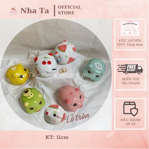 Ống heo MINI LỖ TRÒN NHÉT TIỀN, heo đất MINI bằng sứ nhét NHẪN VÀNG 1 chỉ đựng tiết kiệm, làm quà tặng, trang trí, decor nhà cửa Ống Tiết Kiệm