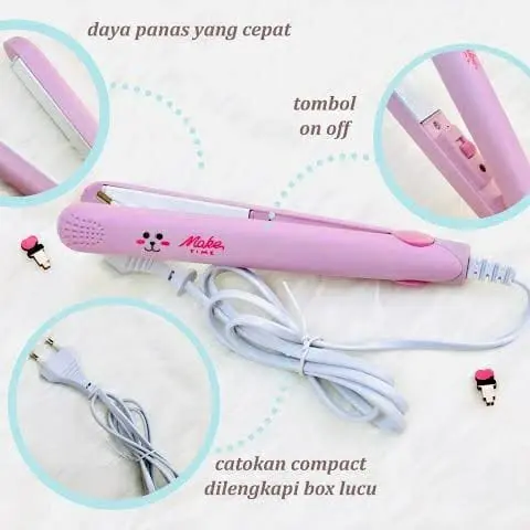 Catokan Mini Karakter 2IN1 Bisa Lurus & Curly Alat Catok Rambut Meluruskan Mesin Catok Wanita 5