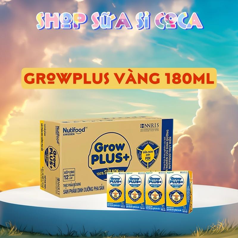 Thùng 48 hộp Nutifood Growplus Vàng pha sẵn 180ml Cho Bé Men Vi Sinh sữa  grow