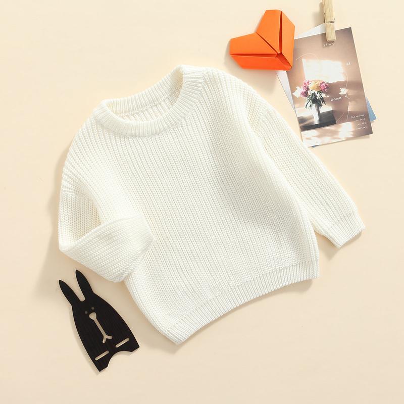 Product Introduction of Baby Solid Color O-neck Sweater Loose Fit Long Sleeve Knitted Pullover for Autumn Winter Casual Clothes 40