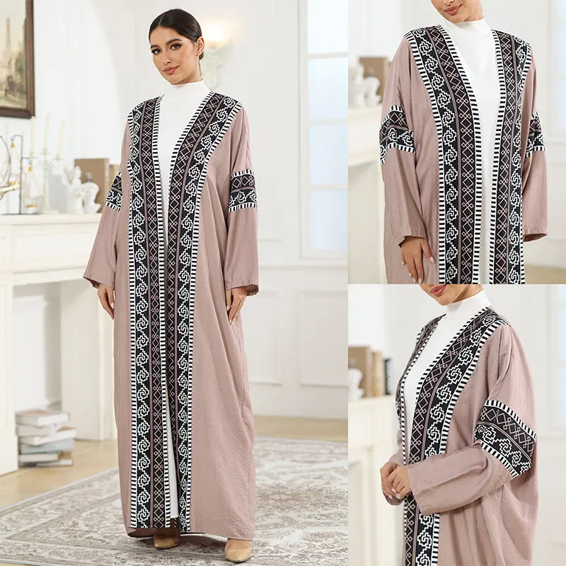 Quần Áo Dân Tộc, Thời Trang Bảo Thủ, Váy Cardigan xòe, Áo Choàng Phong Cách Hồi Giáo, Khăn Trùm Đầu Băng In Hình