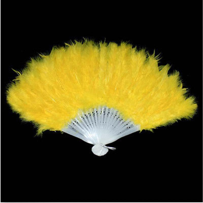 Product Introduction of 9 Colors New Costume Wedding Showgirl Dance Folding Hand Feather Fan Fancy 18