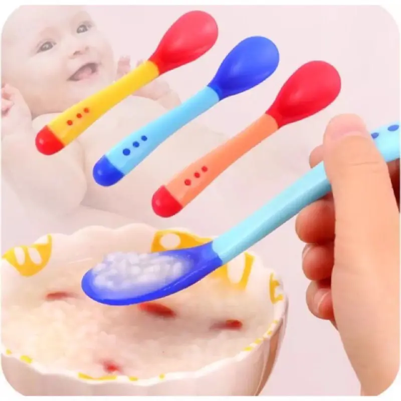Thìa Silicon Báo Nóng, Muỗng Silicon Mềm Cho Bé Ăn Dặm Giúp Bé Ăn Ngoan , Ngon Miệng