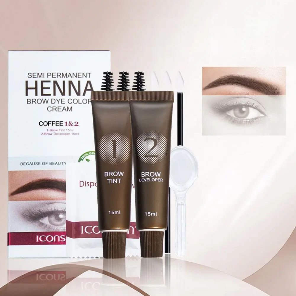 Eyebrow Dye Kit, 2 Counts/set Long Lasting Waterproof Eyebrow Tinted Cream, Eyebrow Makeup Products for Women, Summer Makeup