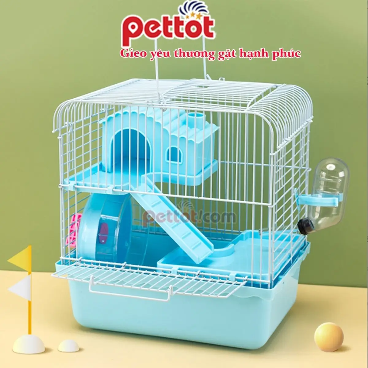 Chuồng Hamster 2 tầng nhà ngói mới nhựa cao cấp siêu đẹp bền bỉ