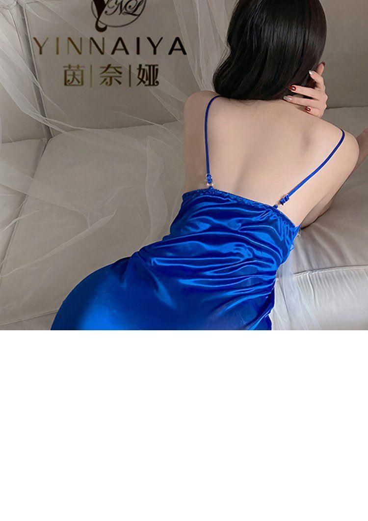 Product Introduction of Sexy Pajamas for Women Ice Silk Strap Night Dress Pure Desire Bow Lace Nightgown New Abstinence Series Suit 8