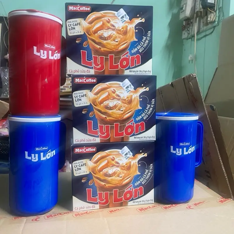 COMBO 3 HỘP CÀ PHÊ SỮA LY LỚN TẶNG 3 CA GIỮ NHIỆT 750ml Cafe