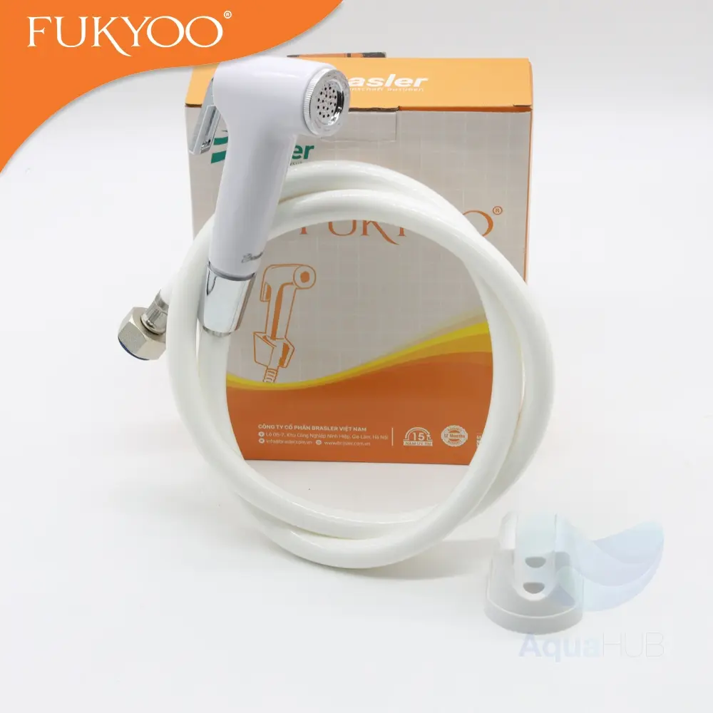 Vòi Xịt Vệ Sinh, Toilet X001TS - Nhựa ABS, 1.2m Trắng Chịu Áp Cao - Thiết bị Vệ Sinh Fukyoo SL jet  shower