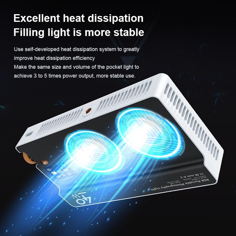 Portable Camera Light, 40W RGB Video Fill Light, LED Panel DSLR Photography Lighting 5