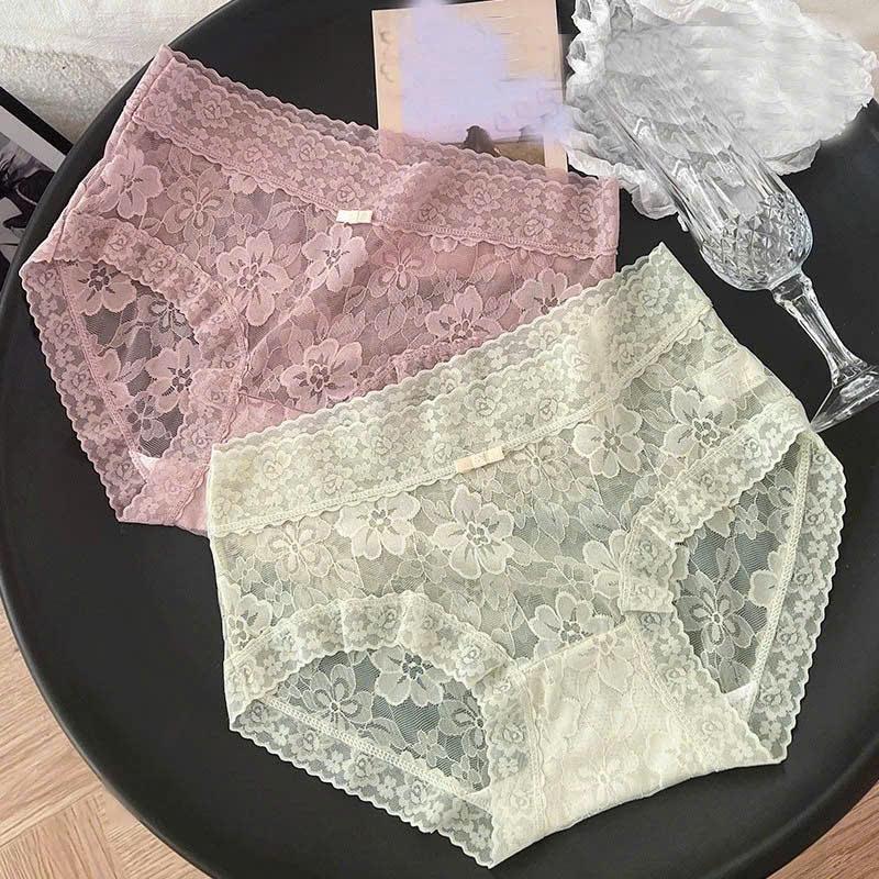 Sét 5 Sét 10 Quần Lót Nữ Ren Lụa Chất Mịn Đẹp Q038 Mềm Mại Êm Ái Đáy Cotton Họa Tiết Hoa - THỦY BIKINI Women