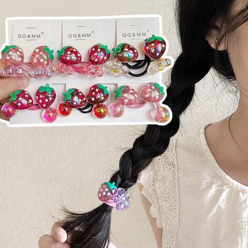 Mũ Cài Tóc Công Chúa Dâu Tây, Bộ 2 Chiếc, Dây Buộc Tóc Co Giãn, Dành Cho Trẻ Em, Dây Buộc Tóc, Phụ Kiện Tóc Cho Bé Gái, Hàng Mới Về 1