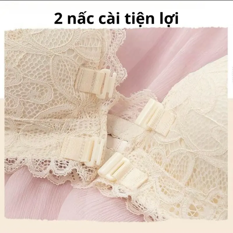 ÁO LÓT NÂNG NGỰC REN CÀI TRƯỚC , ĐỆM BÁN TAY CHỐNG TUỘT , DÂY QUAI CÓ THỂ THÁO RỜI Nữ Bra Women Voi Voan Đen tạo khe không gọng 2