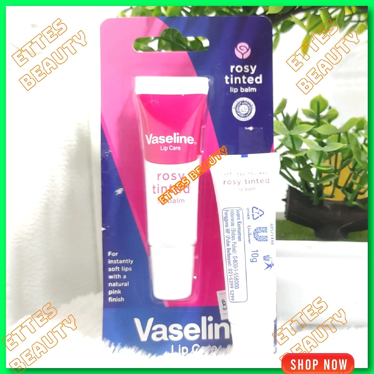 Vaselin Lip Balm Rosy Tinted Pink Biru 10gr Pelembab Bibir Hidrasi Bibir Pecah-pecah Pelembap Bibir Bibir Gelap Dark Pemerah Extract Creamy Perawatan Pencerah Red