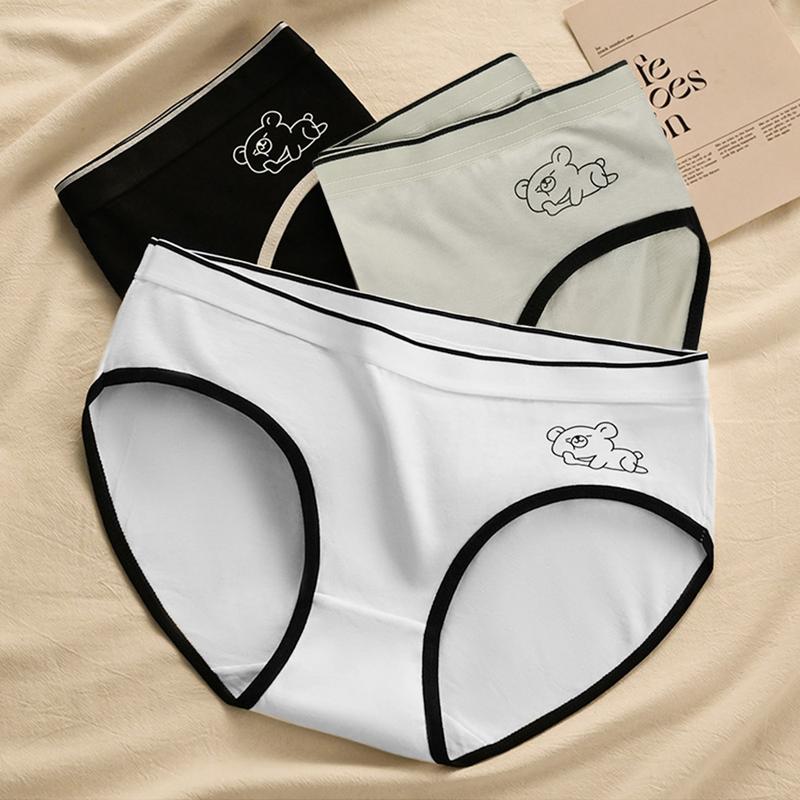 Quần Lót Cho Bé Gái, Thiết Kế Dễ Thương, Cạp Thường, Thích Hợp Cho Học Sinh, Phong Cách Nhật Bản, In Hình Hoạt Hình Ngọt Ngào, Kháng Khuẩn, Thoáng Khí, Làm Bằng Cotton Nguyên Chất, Màu Đen Đơn Giản, Trắng Và Xám, Quần Sịp 1