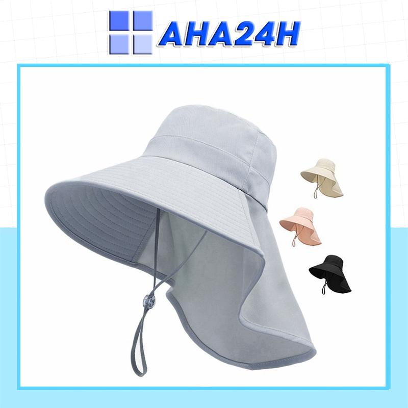 Mũ chống nắng nam nữ vành rộng che gáy có dây rút chất vải cotton mát thời trang AH1988 Nón Đội Đầu